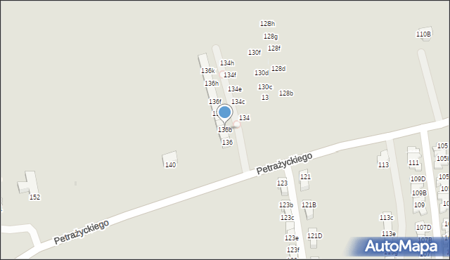 Kraków, Petrażyckiego Leona, 136b, mapa Krakowa