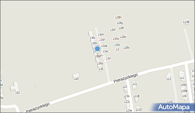 Kraków, Petrażyckiego Leona, 136d, mapa Krakowa