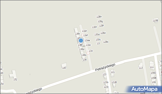 Kraków, Petrażyckiego Leona, 136e, mapa Krakowa