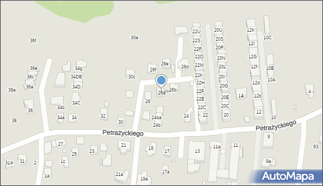 Kraków, Petrażyckiego Leona, 26a, mapa Krakowa