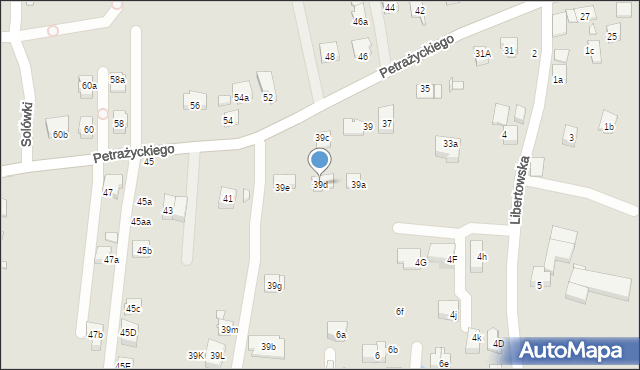 Kraków, Petrażyckiego Leona, 39d, mapa Krakowa