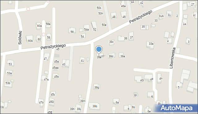 Kraków, Petrażyckiego Leona, 39e, mapa Krakowa