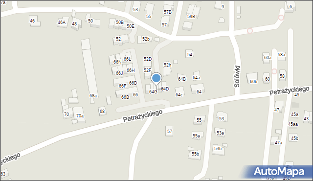 Kraków, Petrażyckiego Leona, 64F, mapa Krakowa