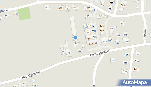 Kraków, Petrażyckiego Leona, 68a, mapa Krakowa