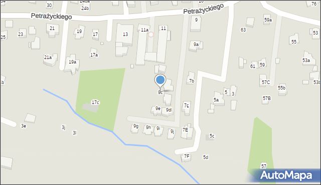 Kraków, Petrażyckiego Leona, 9c, mapa Krakowa