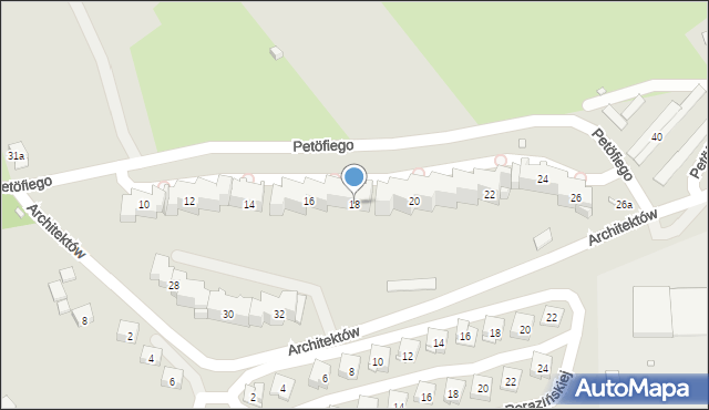 Kraków, Petöfiego Sandora, 18, mapa Krakowa