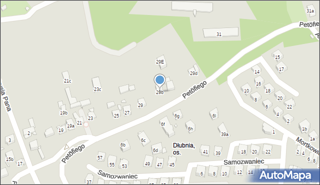 Kraków, Petöfiego Sandora, 29b, mapa Krakowa