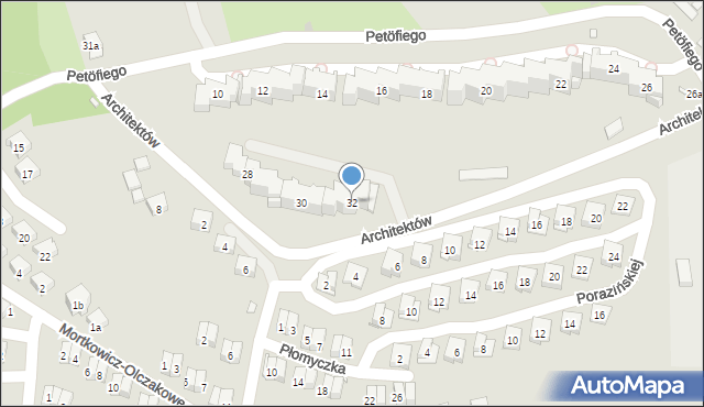 Kraków, Petöfiego Sandora, 32, mapa Krakowa