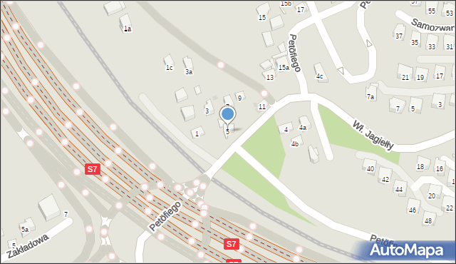 Kraków, Petöfiego Sandora, 5, mapa Krakowa