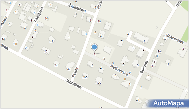 Maksymilianowo, Pelikanowa, 1, mapa Maksymilianowo