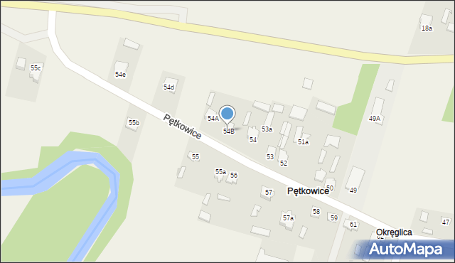 Pętkowice, Pętkowice, 54B, mapa Pętkowice