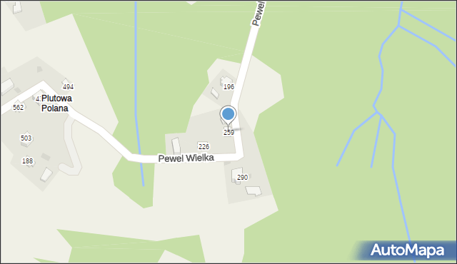 Pewel Wielka, Pewel Wielka, 259, mapa Pewel Wielka