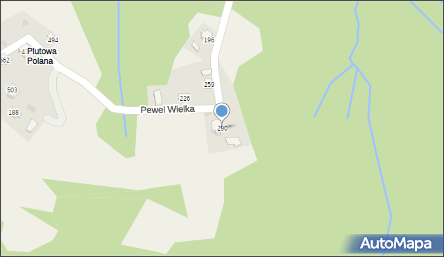 Pewel Wielka, Pewel Wielka, 290, mapa Pewel Wielka