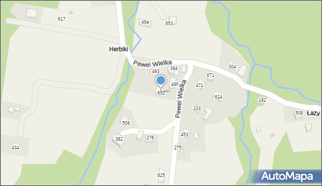 Pewel Wielka, Pewel Wielka, 632, mapa Pewel Wielka