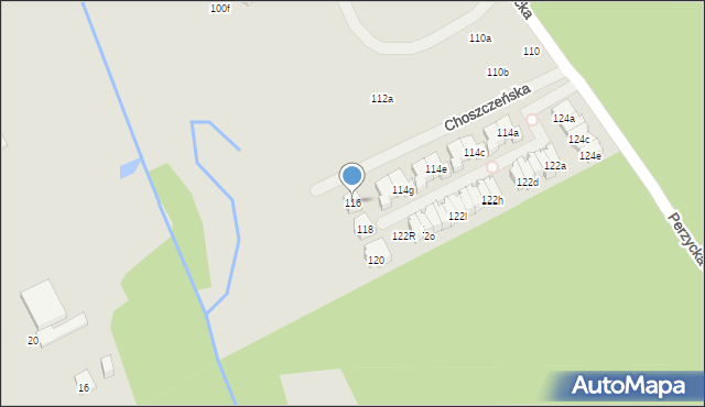 Poznań, Perzycka, 116, mapa Poznania