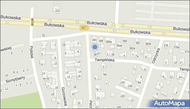 Poznań, Perzycka, 1a, mapa Poznania