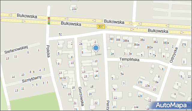 Poznań, Perzycka, 8, mapa Poznania