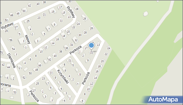 Poznań, Perkoza, 11, mapa Poznania