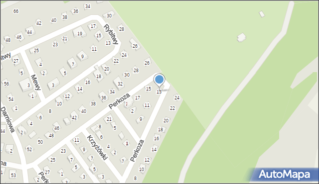 Poznań, Perkoza, 13, mapa Poznania