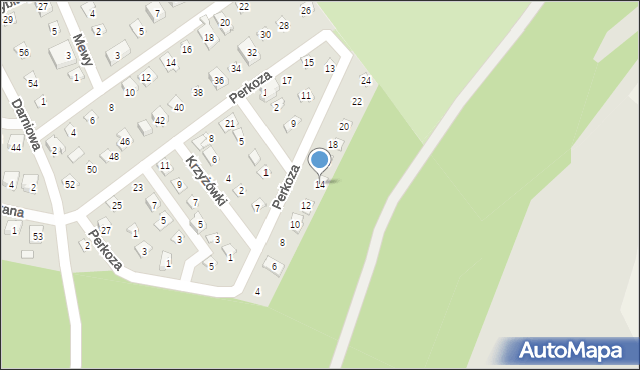 Poznań, Perkoza, 14, mapa Poznania