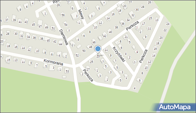 Poznań, Perkoza, 23, mapa Poznania