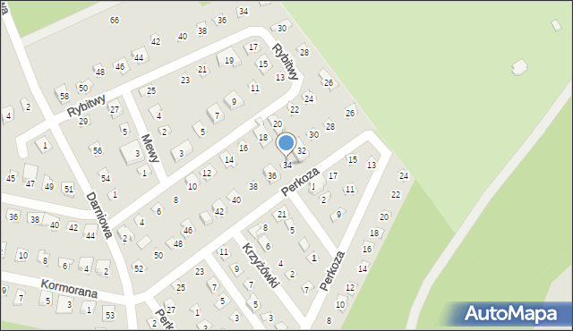 Poznań, Perkoza, 34, mapa Poznania