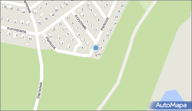 Poznań, Perkoza, 4, mapa Poznania