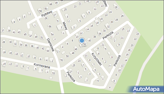 Poznań, Perkoza, 44, mapa Poznania