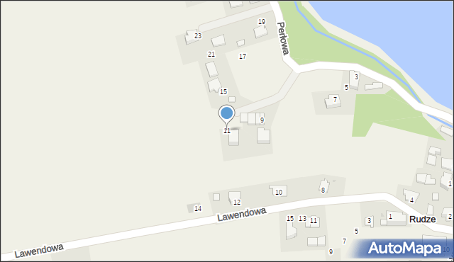 Rudze, Perłowa, 11, mapa Rudze
