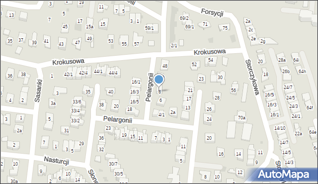 Rzeszów, Pelargonii, 8, mapa Rzeszów