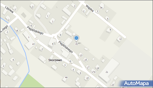 Skorzewo, Peplińskiego Franciszka, 11, mapa Skorzewo