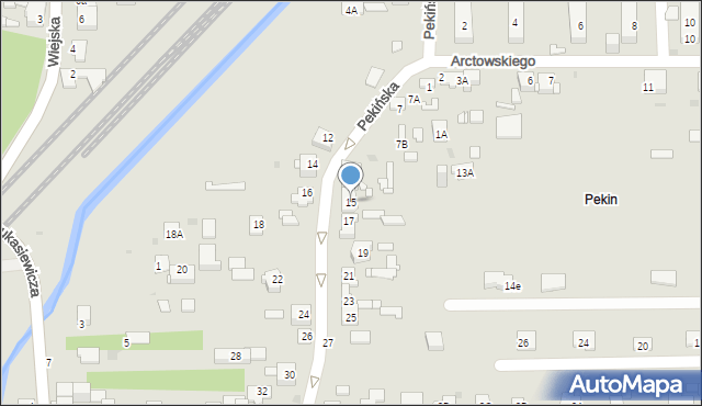 Sosnowiec, Pekińska, 15, mapa Sosnowca