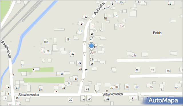 Sosnowiec, Pekińska, 21, mapa Sosnowca