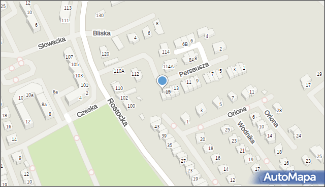 Szczecin, Perseusza, 15A, mapa Szczecina