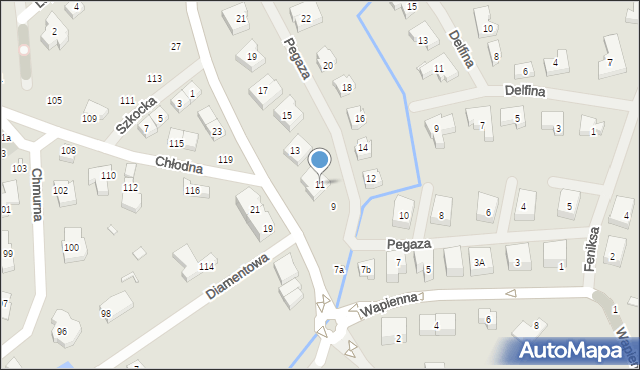 Szczecin, Pegaza, 11, mapa Szczecina