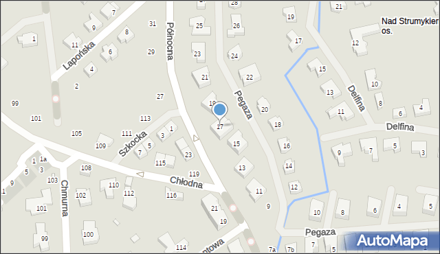 Szczecin, Pegaza, 17, mapa Szczecina