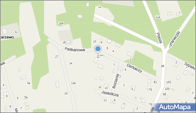 Szczekarzewo, Pelikanowa, 11, mapa Szczekarzewo