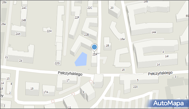 Warszawa, Pełczyńskiego Tadeusza, gen., 22A, mapa Warszawy