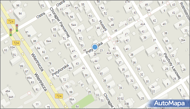 Warszawa, Petyhorska, 25, mapa Warszawy