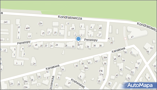 Warszawa, Penelopy, 32, mapa Warszawy