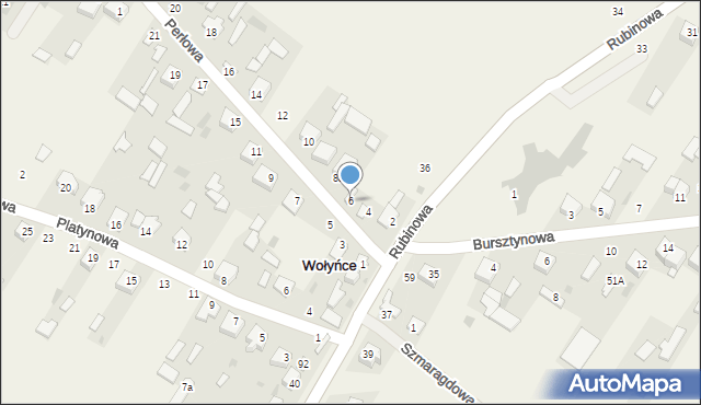 Wołyńce, Perłowa, 6, mapa Wołyńce