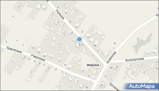 Wołyńce, Perłowa, 9, mapa Wołyńce