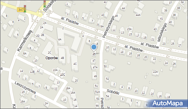 Wrocław, Petrażyckiego Leona, 45, mapa Wrocławia