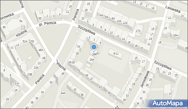 Wrocław, Pereca Icchaka Lejba, 24A, mapa Wrocławia