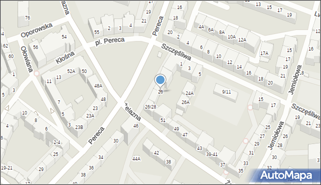 Wrocław, Pereca Icchaka Lejba, 26, mapa Wrocławia