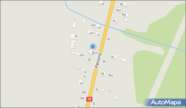 Zwoleń, Perzyny, dr., 37, mapa Zwoleń