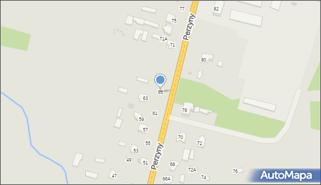 Zwoleń, Perzyny, dr., 65, mapa Zwoleń