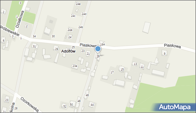 Adolfów, Piaskowa, 19, mapa Adolfów