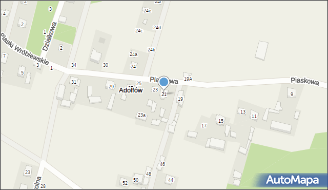 Adolfów, Piaskowa, 21, mapa Adolfów