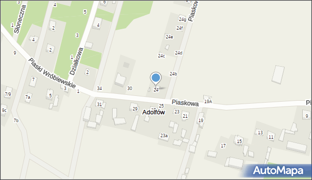 Adolfów, Piaskowa, 24, mapa Adolfów